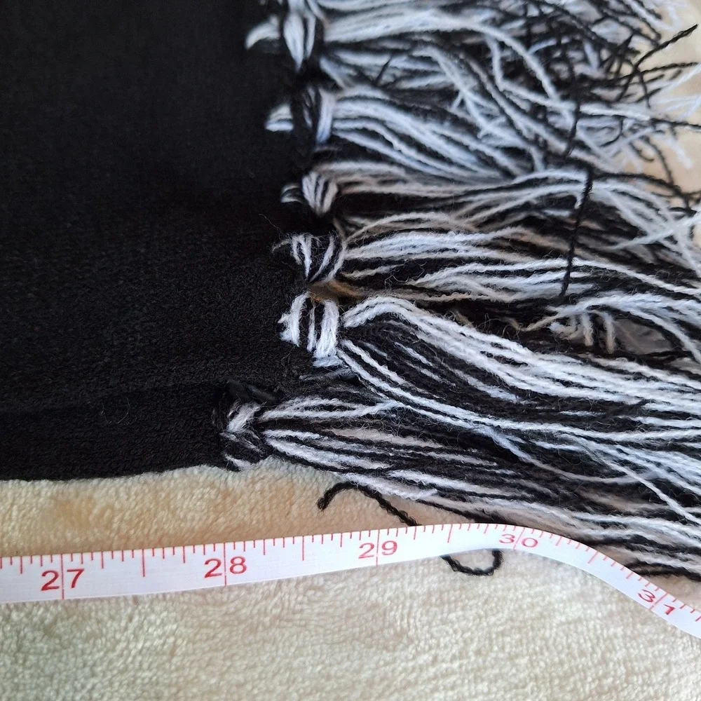 EA Sports Winter Scarf Black White Logo Fringe 60